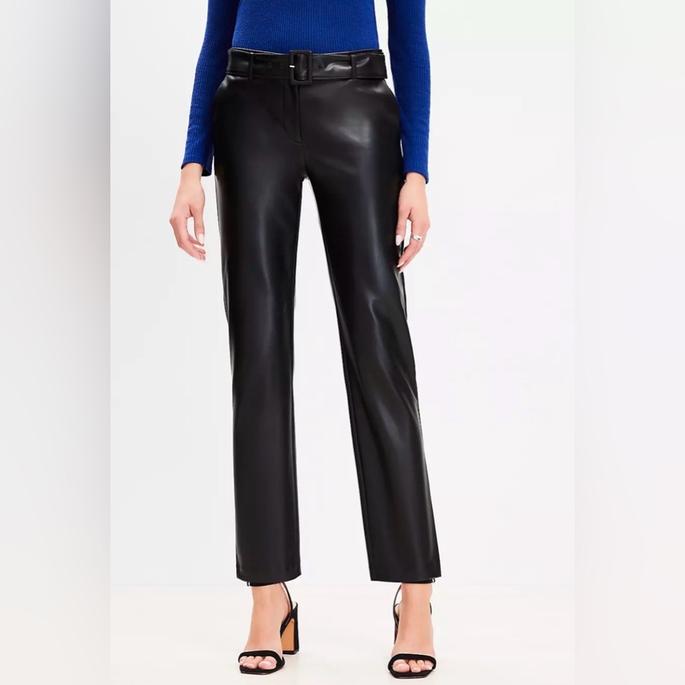 LOFT Riviera slim black vegan leather pants size 4